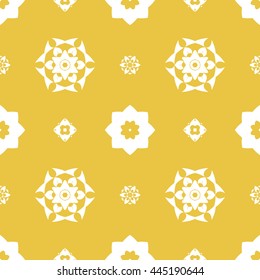 Abstract floral ornament seamless pattern of Yellow color for wallpapers and background.