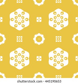 Abstract floral ornament seamless pattern of Yellow color for wallpapers and background.