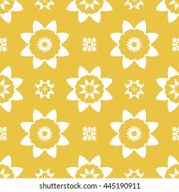 Abstract floral ornament seamless pattern of Yellow color for wallpapers and background.