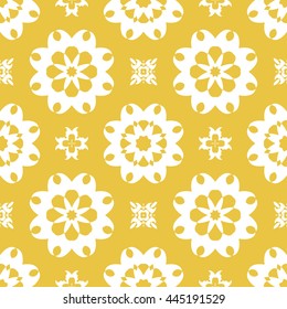 Abstract floral ornament seamless pattern of Yellow color for wallpapers and background.