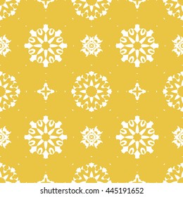 Abstract floral ornament seamless pattern of Yellow color for wallpapers and background.