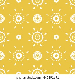 Abstract floral ornament seamless pattern of Yellow color for wallpapers and background.