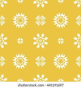 Abstract floral ornament seamless pattern of Yellow color for wallpapers and background.