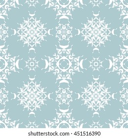 Abstract floral ornament seamless pattern of Light Blue color for wallpapers and background.