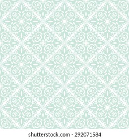 Abstract floral ornament. Seamless vector background. White and blue pattern