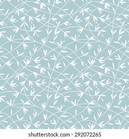 Abstract floral ornament. Seamless vector background. White and blue pattern.