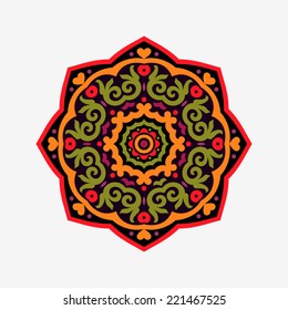 Abstract floral ornament, stencil pattern, cut out design, decor element, vector illustration