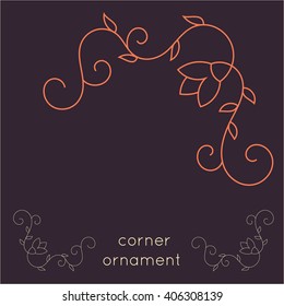 Abstract floral ornament. Swirling flourish. Decorative floral element. Corner decoration