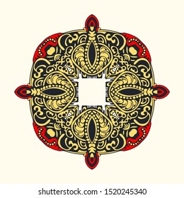 abstract floral ornament, tribal ethnic pattern, isolated decorative element for card design Vector fashion illustration,