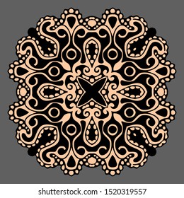 abstract floral ornament, tribal ethnic pattern, isolated decorative element for card design Vector fashion illustration,