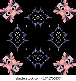 abstract floral ornament, tribal ethnic pattern, isolated decorative element for card design Vector fashion illustration,