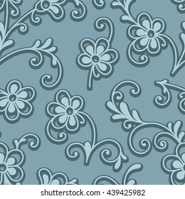 Abstract floral ornament, vector seamless pattern of small flowers