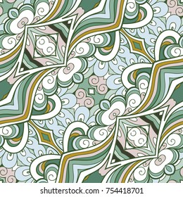Abstract floral ornament, vector seamless pattern in subtle colors