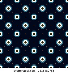 Abstract floral ornamental geometric motif basic pattern continuous black white background. Stylish geometrical texture. Modern fashion fabric design textile swatch allover print block. Vector graphic