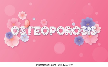 Resumen floral de osteoporosis. El concepto de hospital e investigación en estilo de papeleo.Un diseño de formato horizontal ideal para un banner web o tarjeta de saludo.