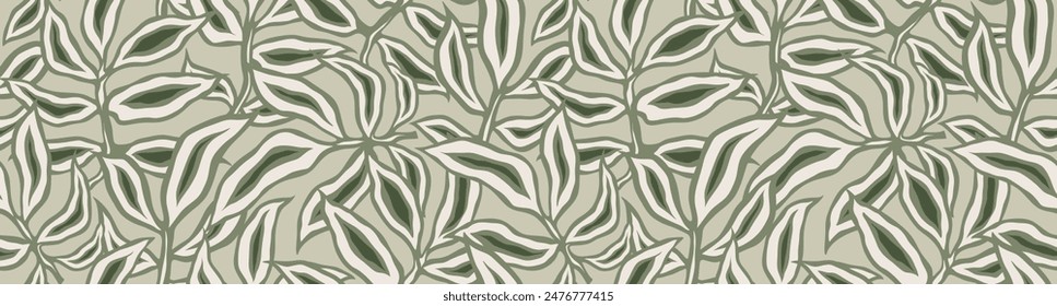 Abstract floral palm leaves seamless pattern Matisse style.