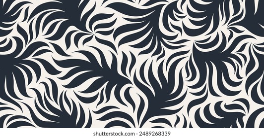 Abstract floral palm leaves seamless pattern Matisse style.