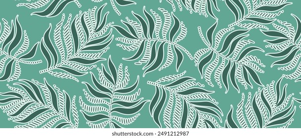 Abstract floral palm leaves seamless pattern Matisse style.