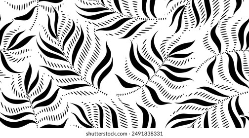 Abstract floral palm leaves seamless pattern with Matisse style. abstract tropical background.