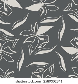 Abstract floral palm leaves seamless pattern Matisse style