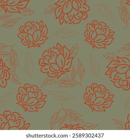 Abstract floral palm leaves seamless pattern Matisse style