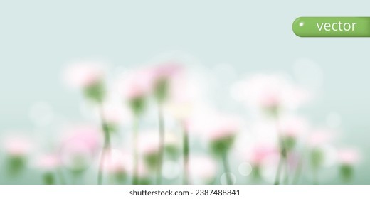 Abstract floral pastel background. Blurred flowers with bokeh on a light green background. Vector image.