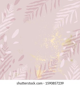 abstract floral pastel dusty pink gold blush textured decor background . Chic trendy shiny feminine tile pattern with botanical motifs 