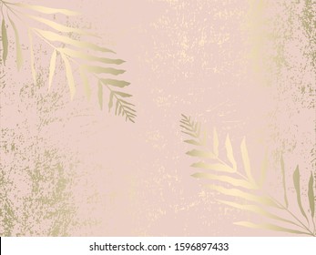 abstract floral pastel dusty pink gold blush textured decor background . Chic trendy shiny feminine tile pattern with botanical motifs 