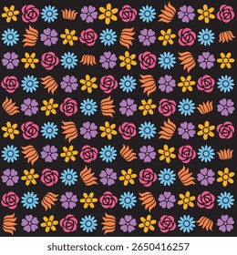 Abstract Floral Pattern Background with Artistic Botanical Elements