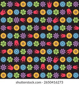 Abstract Floral Pattern Background with Artistic Botanical Elements