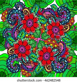 Abstract floral pattern background Doodle drawing