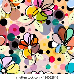 abstract floral pattern background, with strokes and splashes