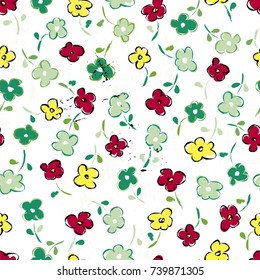 abstract floral pattern background, with strokes and splashes, seamless