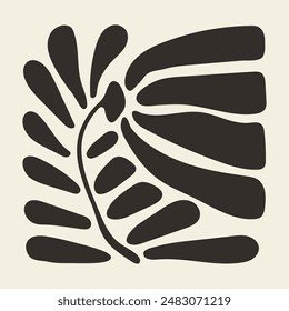 Abstract floral pattern, bauhaus flower illustration, organic simple poster, print, contemporary art