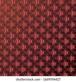 Abstract floral pattern. Beige and red vector background. Geometric leaf ornament. Graphic modern pattern