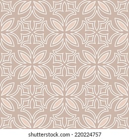 Abstract floral pattern. Beige and white background. Seamless vector background.