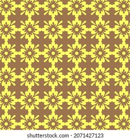 Abstraktes Blumenmuster. Beiger und gelber Vektorhintergrund. Geometrische Blattverzierung. Grafisches modernes Muster