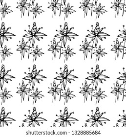 Abstract floral pattern in black color contour, on a white background, isolated, stock vector illustration for design and decor, prints, fabrics, wrapping paper