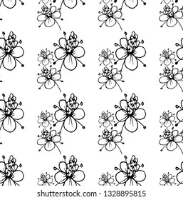 Abstract floral pattern in black color contour, on a white background, isolated, stock vector illustration for design and decor, prints, fabrics, wrapping paper 