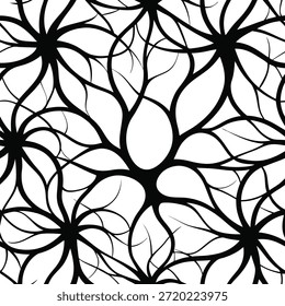 Abstract floral pattern with black swirling lines on a white background vector illustration