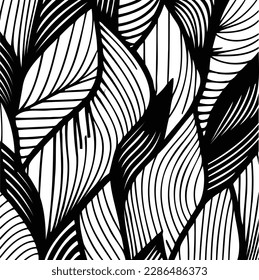 Abstract floral pattern black and white stock illustration