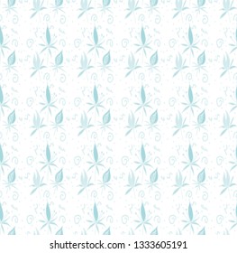 Abstract floral pattern in blue color contour, on a white background, isolated, stock vector illustration for design and decor, prints, fabrics, wrapping paper