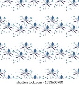 Abstract floral pattern in blue contour on a white background, stock vector illustration for design and decor, prints, fabrics, wrapping paper