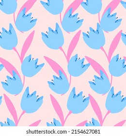 abstract floral pattern. blue flowers bluebells. endless pattern.