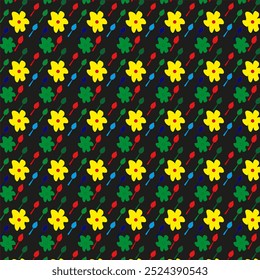 Abstraktes Blumenmuster helle Farben, Hintergrund, Vektorgrafik modernes Kunstdesign Nahtloses Muster Set Einfaches Design für Textilien.