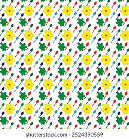 Patrón floral Abstractas colores brillantes, Ilustración vectorial de fondo diseño de arte moderno Conjunto de patrón sin fisuras Diseño simple para la industria textil.