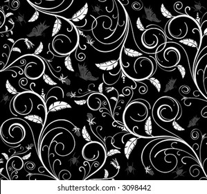 Abstract floral pattern with bug and butterfly, element for design, vector illustration