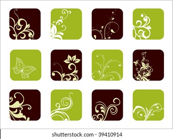 abstract floral pattern business icon illustration