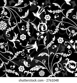 Abstract floral pattern with butterfly, element for design, vector illustration