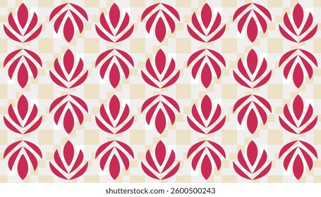 Abstract floral pattern with checkered background creates a unique and stylish look. Suitable for invitation cards, packaging designs, and other decorative elements